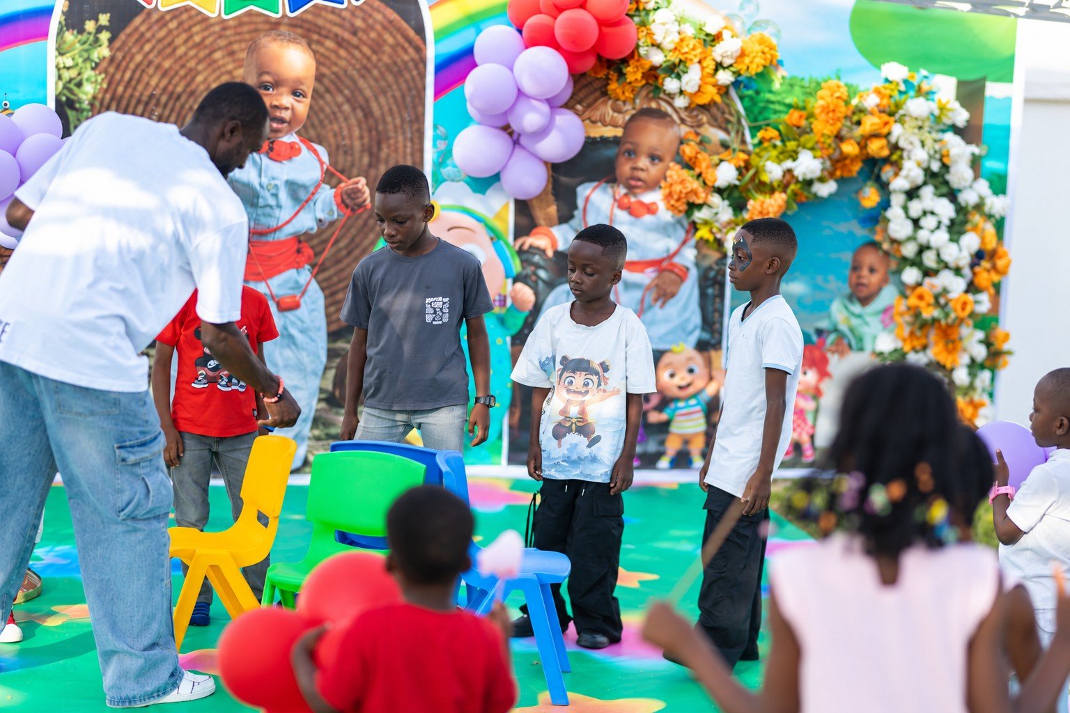Children enjoying party games at a birthday celebration at Donna’s Place